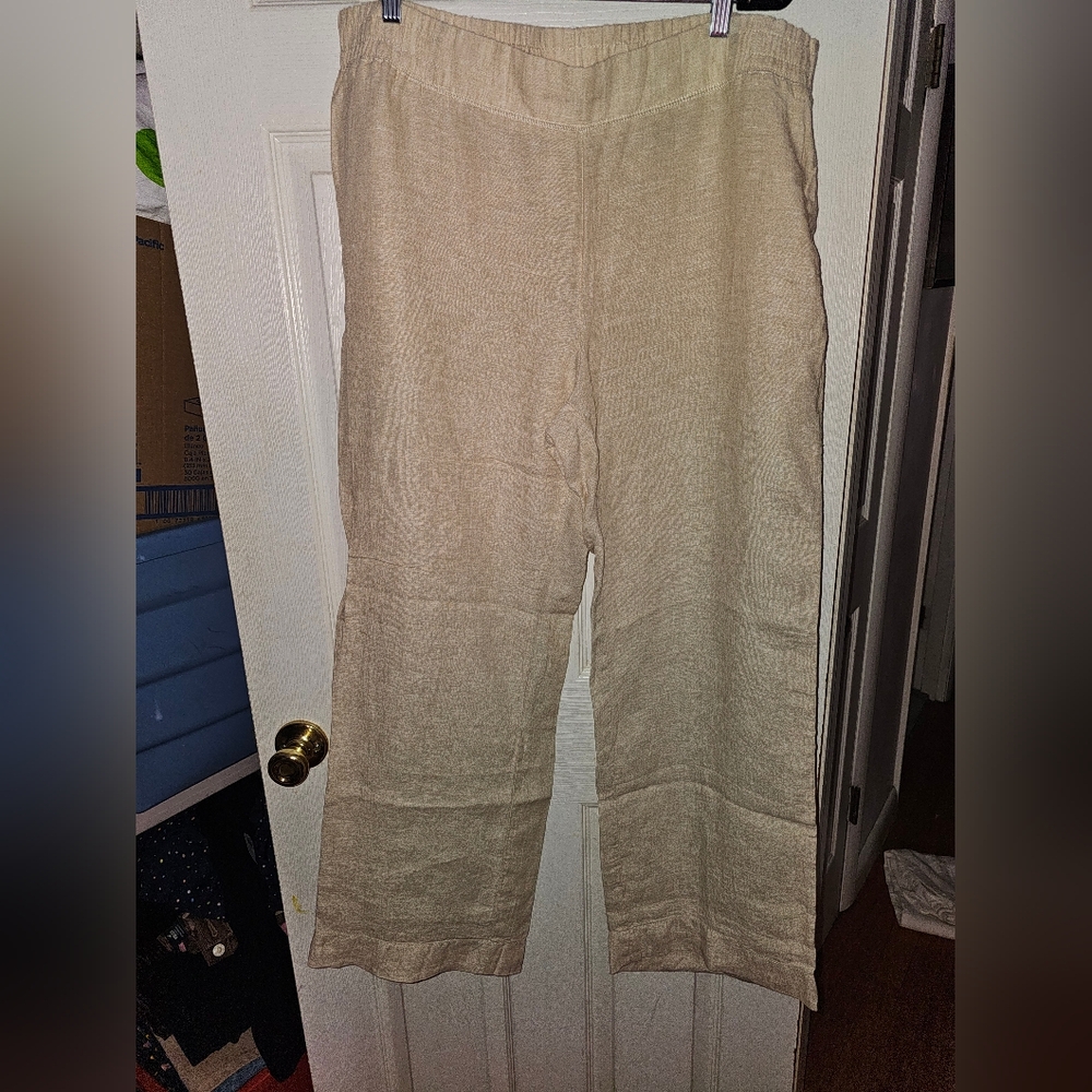 Lilly Pulitzer Wide-Leg Linen Blend Pants in Natural Beige